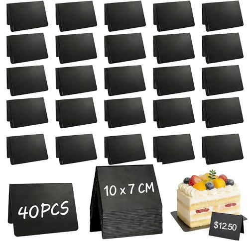 MIVIDE 40stk. Kleine Kreidetafeln zum beschriften, Mini Kreidetafeln Set, Mini Abwischbare Preisschilder Kunststoff für Buffet, Bäckerei, Party, Hochzeit, Preisschilder (V-Form)