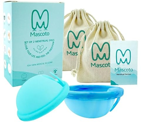 Lot de 2 disques menstruels, réutilisables, durables et ultra confortables. Alternative aux tampons, coupes menstruelles et serviettes hygiéniques, anti-fuite et sans désordre (comprend les petites et