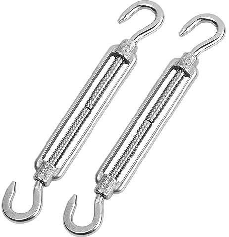 Hoxfly 2 Stück Spannschlösser Edelstahl, Spannschlösser M6, Spannschloss Haken Haken Edelstahl, 304 Edelstahl Stahlseil Seilspanngarnitur, Seilseilspannung, Spannschloss Haken und Haken, Wantenspanner