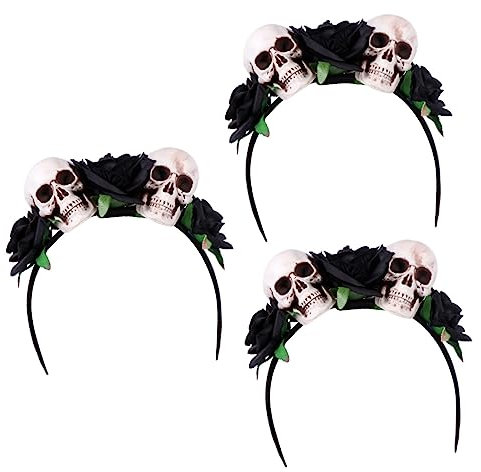 ABOOFAN 3 Stücke Halloween Stirnband Rose Girlande Schädel Haar Zubehör Weiches Material Für Partys Karneval Dekorationen