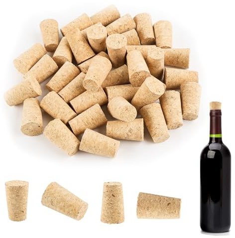 40 Pcs Wine Corks Bottle Stoppe Corks for Craft Natural Tapered Wood Cork Plugs Wine Stoppers for Wine Tapered Cork Plugs Bottles Leakproof Replacement for Wine, Beer, Liquor Bottles 22x35x18mm