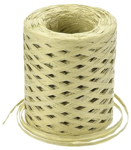 QUARKZMAN Cinta de Artesanía de Papel de Rafia 1/4 Pulgada 218 Yardas Cordel de Rafia para Envolver Navidad Regalos Manualidades DIY Natural