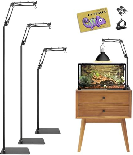 Aorruio Supporto per lampada termica per rettili con braccio girevole regolabile a 360°, altezza regolabile (da 39,9 cm a 183 cm), supporto per luce per rettili, per leopardo, geco, drago, tartaruga