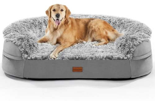Gimars Cama Perro Ortopédica de 9,5 cm de Grosor para Perros Extra Grandes, Cama Perro XL con Cojín & Colchón de 28D Tipo Caja de Huevo, Forro Impermeable, Funda Lavable Sofá para Perros Artríticos