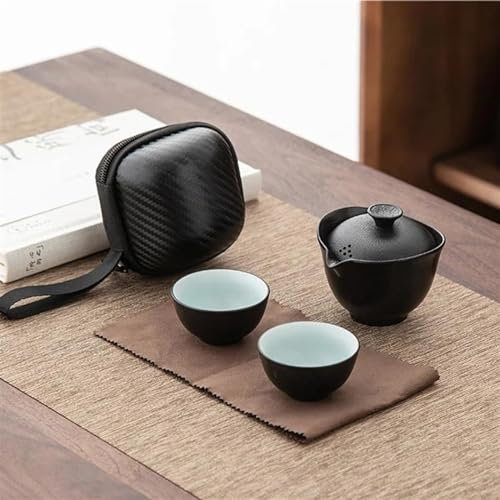 AGYSVGZ Teeservice Für Erwachsene Keramik Porzellan Kung Fu Teaset Teegeschirr Outdoor Reise Tee Set Anti Verbrühungen 1 Topf 2 Tassen Teekanne Infuser Tee Zeremonie Teekanne Teeservice Teekannen(B)