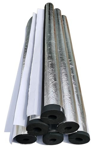 Schaumstoff Rohrisolierung Aluminiumfolien Isolierschlauch Dicke 30 mm Heizungsrohr Wasserrohrisolierung Frostschutz für Innen und Außenbereich 6 Stück(43mm)