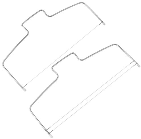 Xiciki 2 Pièces Couteau Gateau à Trancher, Coupe Gâteau à Trancher avec Fils de Coupe, Ligne Simple/Double Fil à Couper les Gâteaux, Coupe Gateau Réglable en Acier Inoxydable