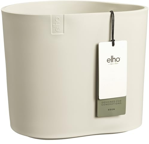elho Eden 25cm Blumentopf - Linen White | L 24.5 x B 26.2 x H 23.1 cm | für den Innen- und Außenbereich | 100% recyceltes Plastik