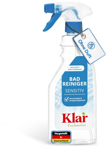 Klar EcoSensitive Bad Reiniger 18x 500ml, ohne Duft, Effektiv gegen Kalk, Seifenreste, Schmutz, vegan