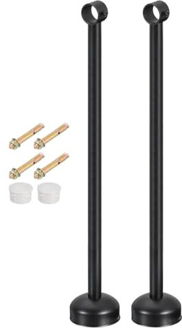sourcing map Set di 2 staffe per asta per tende da soffitto, adatte per tubi da 25 mm, lunghezza 500 mm, in acciaio inox, ganci per aste per tende, ganci per pareti, armadi, tubi, tende, colore nero