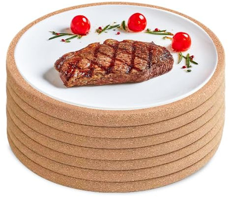 Runde Topfuntersetzer Kork, Asfrode 6 Stück 19cm Dicke Korkuntersetzer Große Kork Untersetzer multifunktionale Korkmatte Küchen Hot Pads Mehrzweck Topf Untersetzer für Töpfe Auflaufform Pfannen