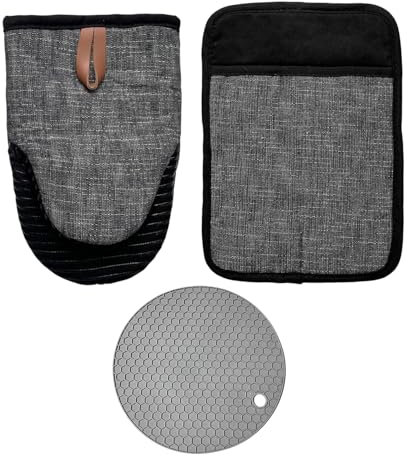 1 Pair Of Oven Mitts And 1 Potholder, Non-Slip Oven Mitts, Kitchen Utensils, Microwave Gloves, Baking Accessories