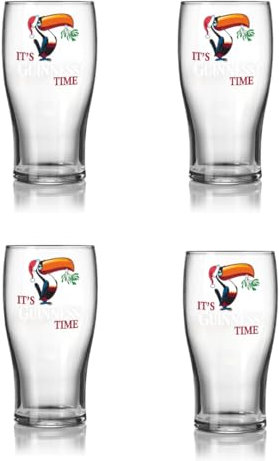 Shamrock Gift Company Guinness - Juego de 4 vasos de pinta ideales para el hogar, bar y cocina (tucán de Navidad)