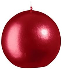 Jaspers Kerzen Kugelkerzen Metallic Glanz Weihnachtsrot Rot Ø 70 mm, 6 Stück