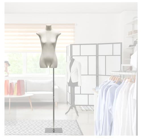 schneiderpuppe Schneiderpuppe Damenbüste Weiblich, Schneiderpuppen Schneiderbüste mit Verstellbarem Metallständer for Bekleidungsanzeige, Leinenstoff Nähbuste Manikin Body for Clothing Shop Dresses(Si