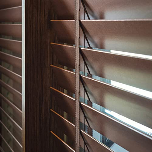 Jalousien aus natürlichem Holz für Privatsphäre und Atmungsaktivität, anpassbarer Fensterladen für den Innen- und Außenbereich (B 50 x H 60 cm)