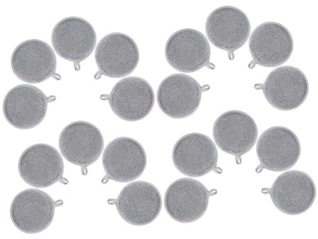 KOMBIUDA 20piezas Esponjas De Fregar De Doble Cara Esponjas De Cocina De Nylon De Alta Absorbencia No Adhiere Grasas para Limpieza De Platos y Superficies Diseño Color Plata