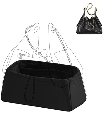 DGAZ Satin Taschen Organizer für Chanel 25 Drawstring Small, Schwarz | Luxuriöse Satin-Innentasche, Perfekte Passform, Sanfter Schutz, Leicht