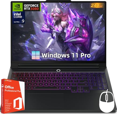 Lenovo Legion Pro 7i Gen 10 Gaming Laptop, GeForce RTX 5080 16GB GDDR7, Intel Ultra 9 275HX, 16.0 240Hz OLED, 64 GB DDR5 RAM, 2 TB SSD, WiFi 7, Windows 11 Pro with Office Lifetime, w/Accessories