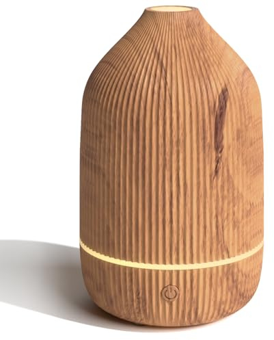 SALUBRITO Aroma Diffuser, 100ml Holzkorn Diffusor für ätherische Öle, Ultraschall Aromatherapie Diffuser, Kleiner Diffuser für Zuhause Büro Yoga, Geschenk für Frauen
