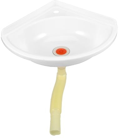 Didiseaon Plastic Wall Mounted Corner Wash Basin Drain Pipe, Small Triangle Sink for Bathroom and Kitchen, Lightweight Single Bowl for Camper and Balcony Use