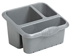Silver Plastic Sink Tidy With 3 Compartment Holder, Various Use For Storing Cleaning Products, Kitchen Utensils, Sponges, Brushes, Soaps, Cloths, Washing Up Liquids