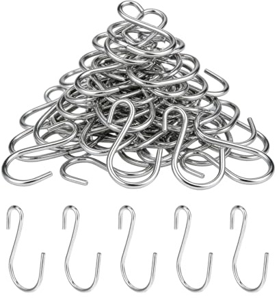 ZORVYN 40 Stück Kleine S-förmige Haken Edelstahl Mini Metall Aufhänger für DIY Handwerk, Schlüsselanhänger und Schmuck (3,3 cm) (Silber)