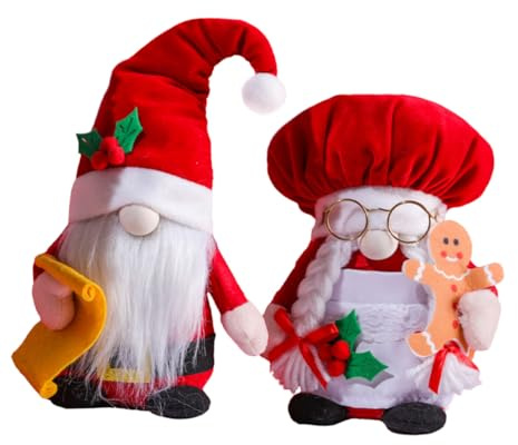 TOYANDONA 2pcs Couple Cartoon Xmas Gnome Dolls Christmas Decor Garden Party Adorable Desktop Sofa Ornament