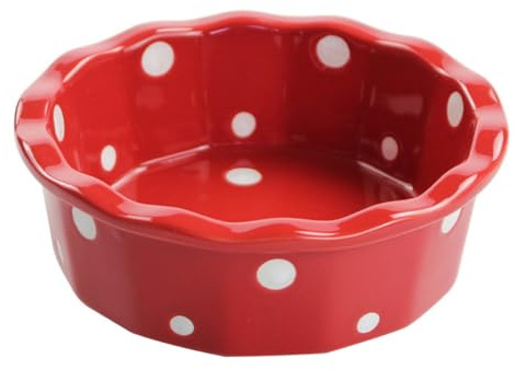 TOYANDONA Bol de Cuisson en Céramique 350 Ml à Pois Rouges Mini Bol à Soupe Antiadhésif Cuit Four pour Pâtisserie et Dessert pour Petit-déjeuner Facile à Nettoyer Usage Familial