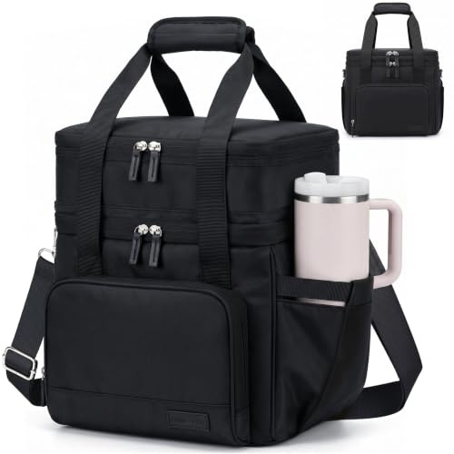 HOMESPON 14L Kühltasche Damen, doppellagig erweiterbare Lunchtasche | Isolierte Kühltasche, Schulterriemen, Becherhalter, Arbeit, Büro, Picknick