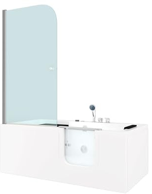 Kombi Duschkabine Whirlpool Seniorenwanne mit Tür S15D-WP-EH-R 85x160 cm OHNE 2K Scheiben Versiegelung