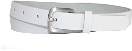 Vascavi Ledergürtel echt Leder Gürtel, Jeansgürtel, Hüftgürtel, Made in Germany, 2 cm breit und ca. 0.25 cm stark (105 cm Gesamtlänge 115 cm, Weiß)