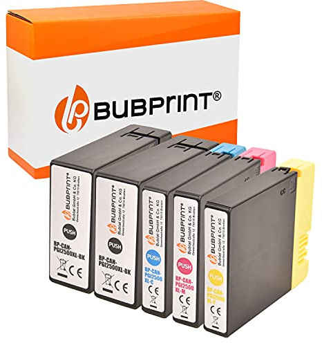 Bubprint PGI 2500XL 5 Druckerpatronen kompatibel als Ersatz für Canon PGI-2500XL für Canon maxify MB5150 MB5450 MB5455 iB4150 MB5155 iB4050 MB5050 MB5350 MB5050 MB5100 MB5400 (2 BK/C/M/Y)