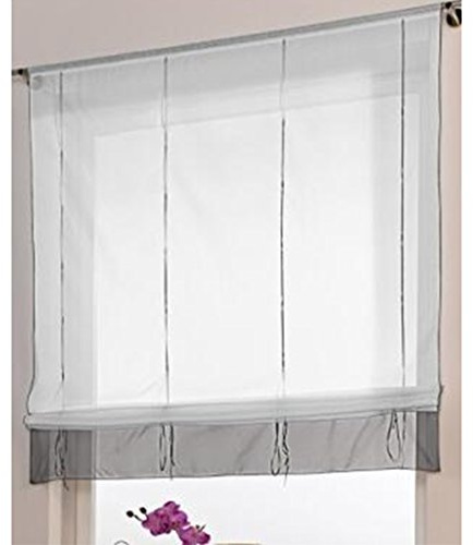 SIMPVALE Tenda Romana Traslucido Poliestere Tenda Pacchetto in Voile per Balconi e Cucine Grigio 80cm x 155cm