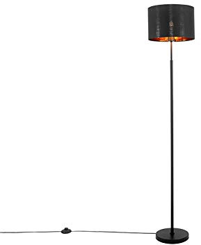 Qazqa Modern Stehleuchte, Stehlampe - Vt - Schwarz Gold, Rund, max. 60W, Geeignet für LED, 150cm, Ideal als Küche lampe, Schlafzimmerlampe und Wohnzimmerlampe