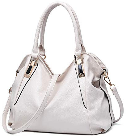Ikaif Frauen Handtasche Messenger Tasche, Damen Große Kapazität Weichen PU Leder Schulter Top-griff Kreuz-körper Taschen (White)