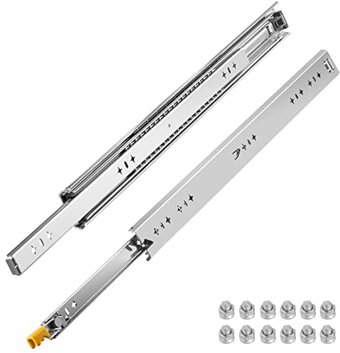 VEVOR Heavy Duty Drawer Slides 2PCS Drawer Slides 30 Locking Drawer Slides 250LBS Capacity Heavy Duty Slides Three Section Full Extension Drawer Slide Cold-Rolled Steel Industrial Drawer Slides