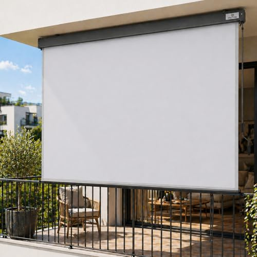 Strattore Toldo Vertical Extensible 180x250 cm - Enrollable Estor Enrollable con Protección Solar Extensible - Rodillo Pantallas para Balcón Terraza Jardín Porche Protección de Privacidad - Gris Claro