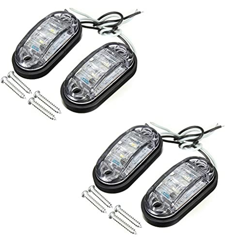 KOMUNJ 4 Pcs Oval LED Lamps Side Marker Lights, Front Rear Lights Universal Indicator of Position, for Truck Trailer Van Caravan Lorry Car Bus Boats, White