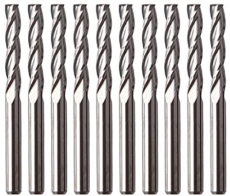 Bestgle 10pcs 1/8 Shank Tungsten Carbide Flat End Mill Cutter Spiral Upcut CNC Router Bit for MDF Acrylic Wood PVC, 3 Flutes, Flat End, 17mm Cutting Length, (3.175 x 17mm)