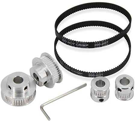 Zeberoxyz Juego de 2 ruedas síncronas GT2, 20 y 40 dientes, diámetro de 8 mm, polea de correa dentada de aluminio con 2 unidades de longitud de 200 mm de ancho y 6 mm de correa (20-40T-8B-6)