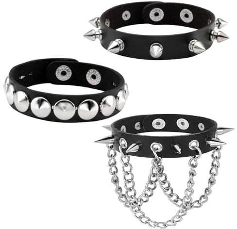 Milakoo Punk PU Leder Spike Nieten Armbänder Biker Strap Leder Manschette Wrap Armreif Armband