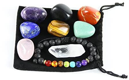 Nvzi Set med chakrastenar, kristaller och ädelstenar, halvädelsten och mineraler, litoterapi kristallskyddssten, häxkonst, sten och kristall set