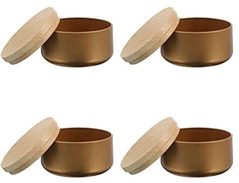 Beavorty 4stücke Teiliges Tinplate Kerzenbehälter Mit Holzdeckel Praktische Aufbewahrungsboxen Für Duftkerzen Teelichter Und Dekoration Für Hochzeiten Partys Und