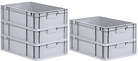 PROREGAL SET SUPER ÉCONOMIQUE 5x Bac Euro NextGen Economy | Poignées fermées | HxLxP 17x40x60cm | 34 litres | Eurobox, boîte industrielle, boîtes de rangement, empilables
