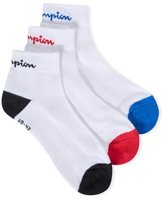 Champion Socks Basics 3pk Quarter Socks, Calcetines Unisex adulto, Blanco, 43-46