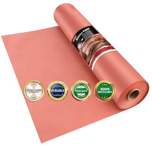 Tikxlafe Metzgerpapier Pink, BBQ Kraftpapier 45cm x 53m das Original Metzger-Papier für Grill, Smoker, Fischfleisch, Grill,perfektes Kochen von saftigem