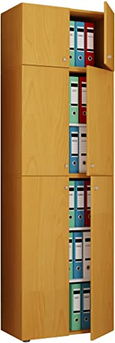 VCM XXL Büroschrank mit 5 Fächern und einem Aufsatz/moderner Aktenschrank mit Drehtüren/Maße ca. H. 223 x B. 70 x T. 39 cm – Lona 5-Fach