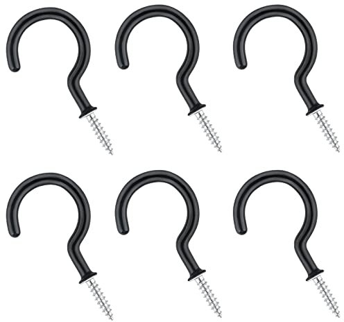 Rowwait 6pcs Screw Hooks,Drop Ceiling Hooks Screw,Multipurpose Screw in Hooks Plastic Coated Ceiling Hooks Vinyl Utility Hooks for Wood,Under Cupboard,Cabinet Shelf,Hanging Plant and Kitchen Utensils