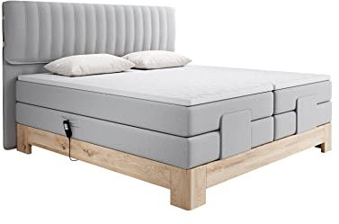 DomiMeble Boxspringbett Elza - elektrische Regulierung der Schlafposition, Doppelbett - massiver Eichenrahmen - Polsterbett (Jazz 7, 160 x 200 cm Schlafbereich)